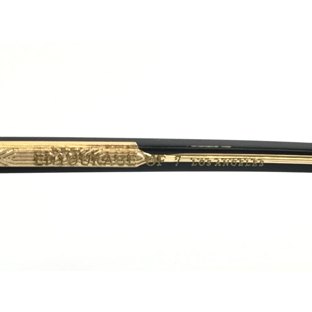 Entourage of 7 Eyeglasses Frames Grady Shiny Black Gold Round Full Rim 48-23-147